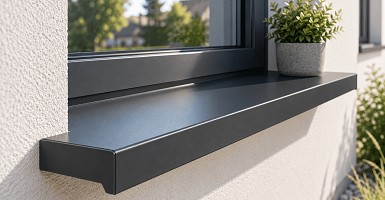 Powder-coated extruded aluminum window sill